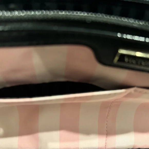 Victoria's Secret Pink and Black Striped Cosmetic Bag - Picture 2 of 5
